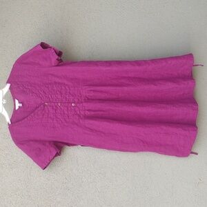 Kleen Magenta Linen Short Sleeve Midi Dress M